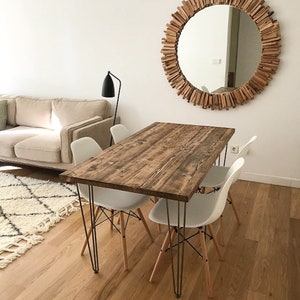 RUSTIKA Dining Table, Authentic Reclaimed Wood on Industrial Hairpin legs, Customisable