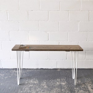 Console Table Reclaimed Industrial Rustic Hairpin legs Scaffold Wood Vintage Side Table Rustic Furniture COLOURED Steel Bespoke Table image 2