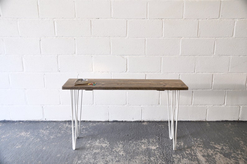 Console Table Reclaimed Industrial Rustic Hairpin legs Scaffold Wood Vintage Side Table Rustic Furniture COLOURED Steel Bespoke Table image 2