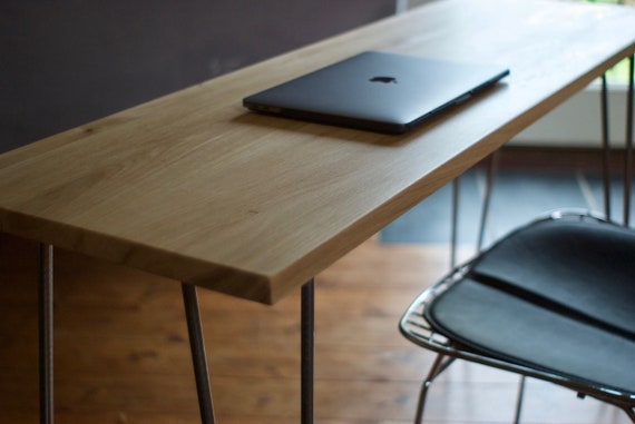 Narrow Desk Computer Home Study Pc Writing Desk Reclaimed Oak Etsy