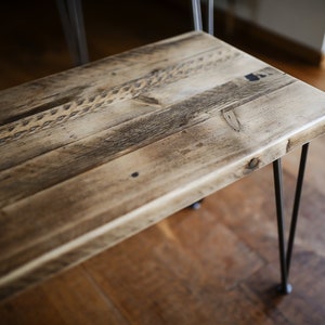 Industrial Dining Set, HAPPY HOME, Reclaimed wood on British Steel Hairpin legs, Sturdy Sustainable Customisable image 3