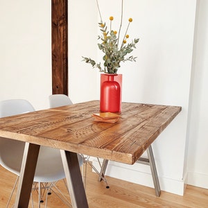 Dining Table, Reclaimed Wood on Steel legs, Ethically Made, Customisable, INDUSTRIAL COLLECTION