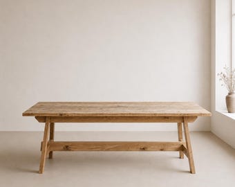 Farmhouse Dining Table, Reclaimed Wood Top, Solid Oak Frame