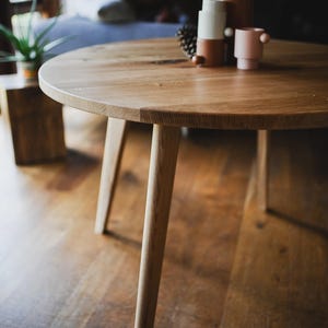 Handmade Round Solid Oak Dining Table: Mid-Century Modern Scandi Style