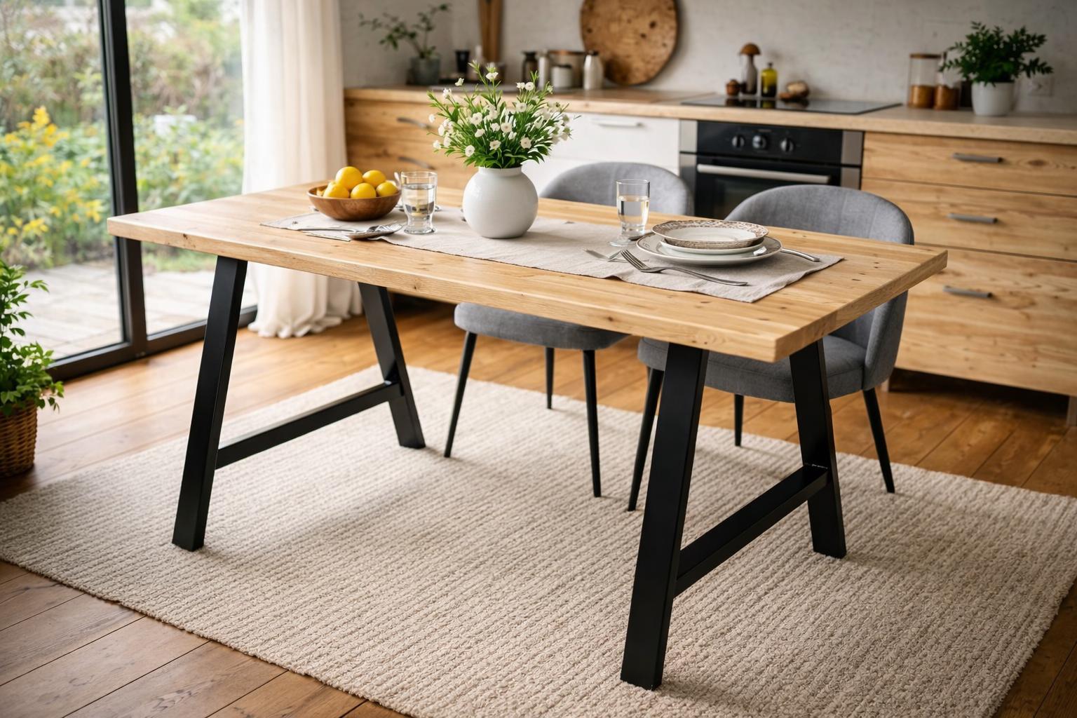 Table À Manger En Bois De Récupération Pour Petits Espaces, Cuisine Industrielle, Repas Moderne Tous Les Jours