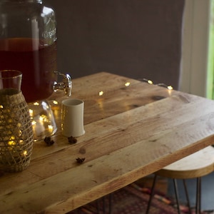 Dining Set Table, Rustic Solid Wood top on Retro Hairpin legs, RECLAIMED COLLECTION