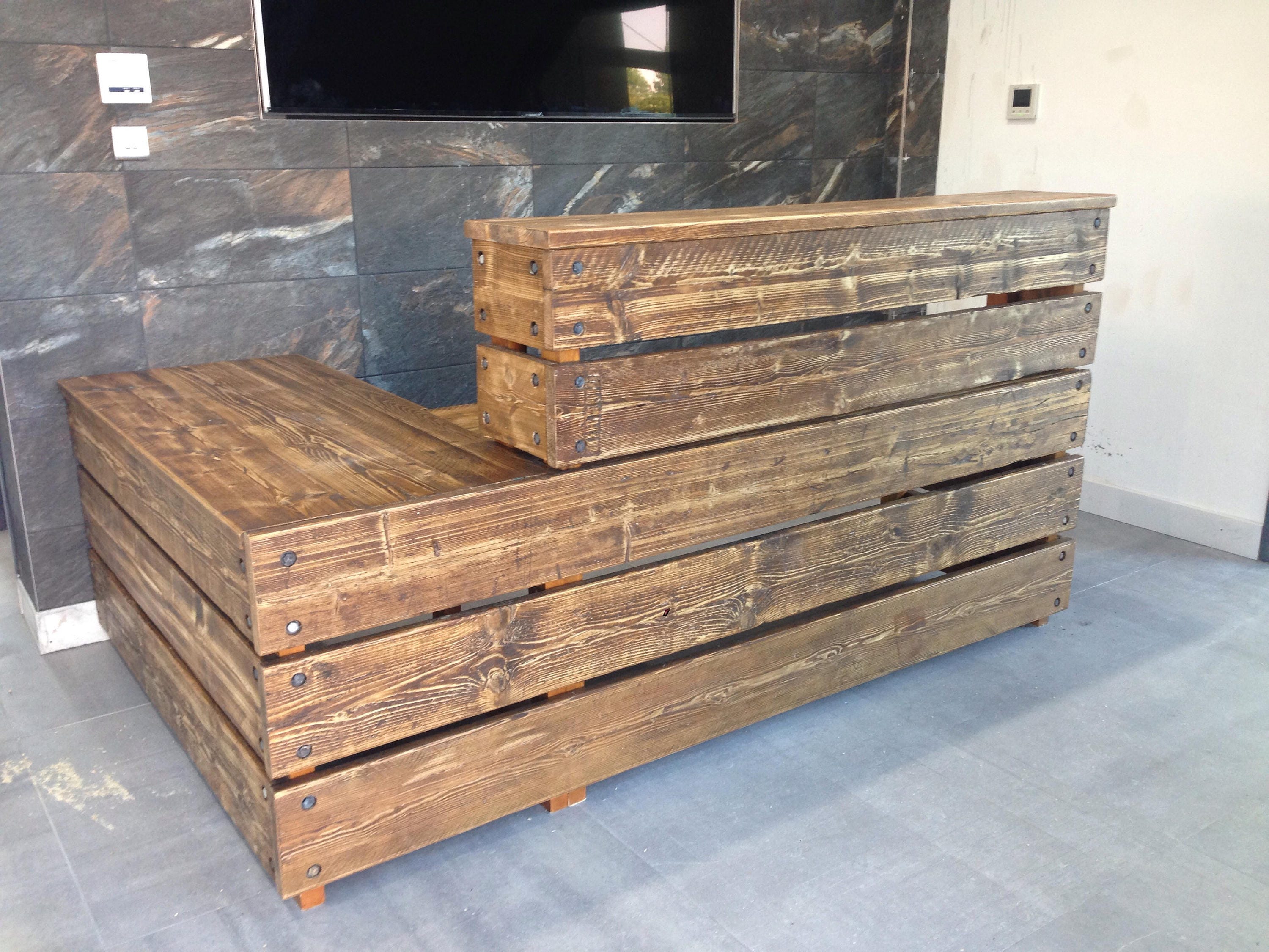 Reclaimed Reception Desk Rustic Industrial Custom Made Chic Reclaimed Reception Desk Rustic, Rustic Reception Desk Industrial