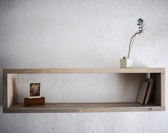 Shelf Rustic Floating Wall Shelves Storage Organiser using Reclaimed Style solid wood / 21 cm deep x 3.5 cm thick