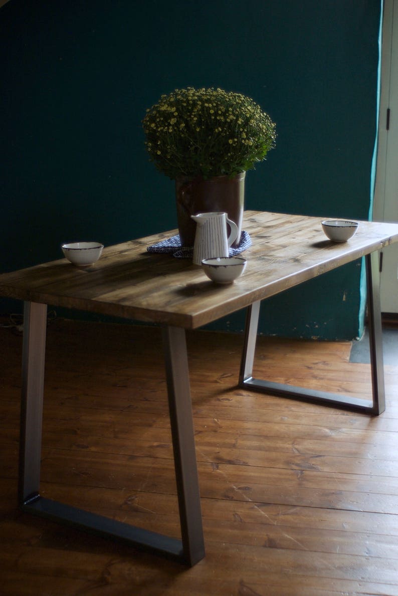 Industrial Dining Table & Bench set Reclaimed Wood Rustic Etsy