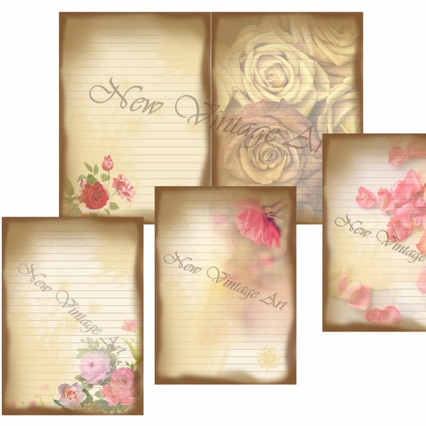 Vintage Journaling spots 5X7in -Roses