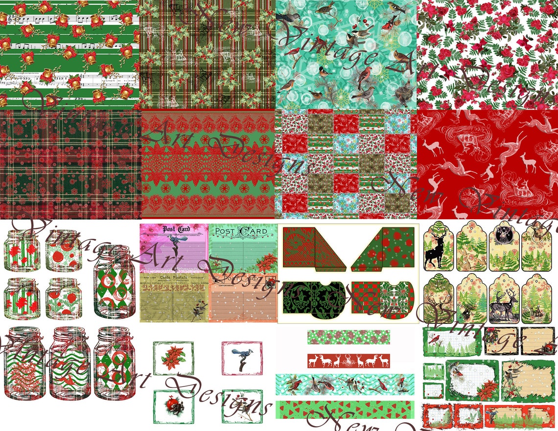 Christmas on the Door Printable Digital Kit for Scrapbooking - Etsy