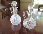 Vintage Etched and Faceted Crystal Cruets