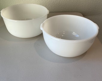 Vintage Glasbake Sunbeam Milk Glass Mixing Bowls