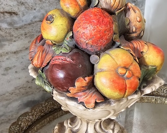 Mid-century Italian Majolica Fruit Capodimonte Topiary Centerpiece