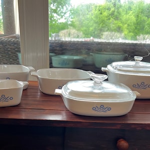 Vintage Corningware blue cornflower pattern, casserole, baking dishes