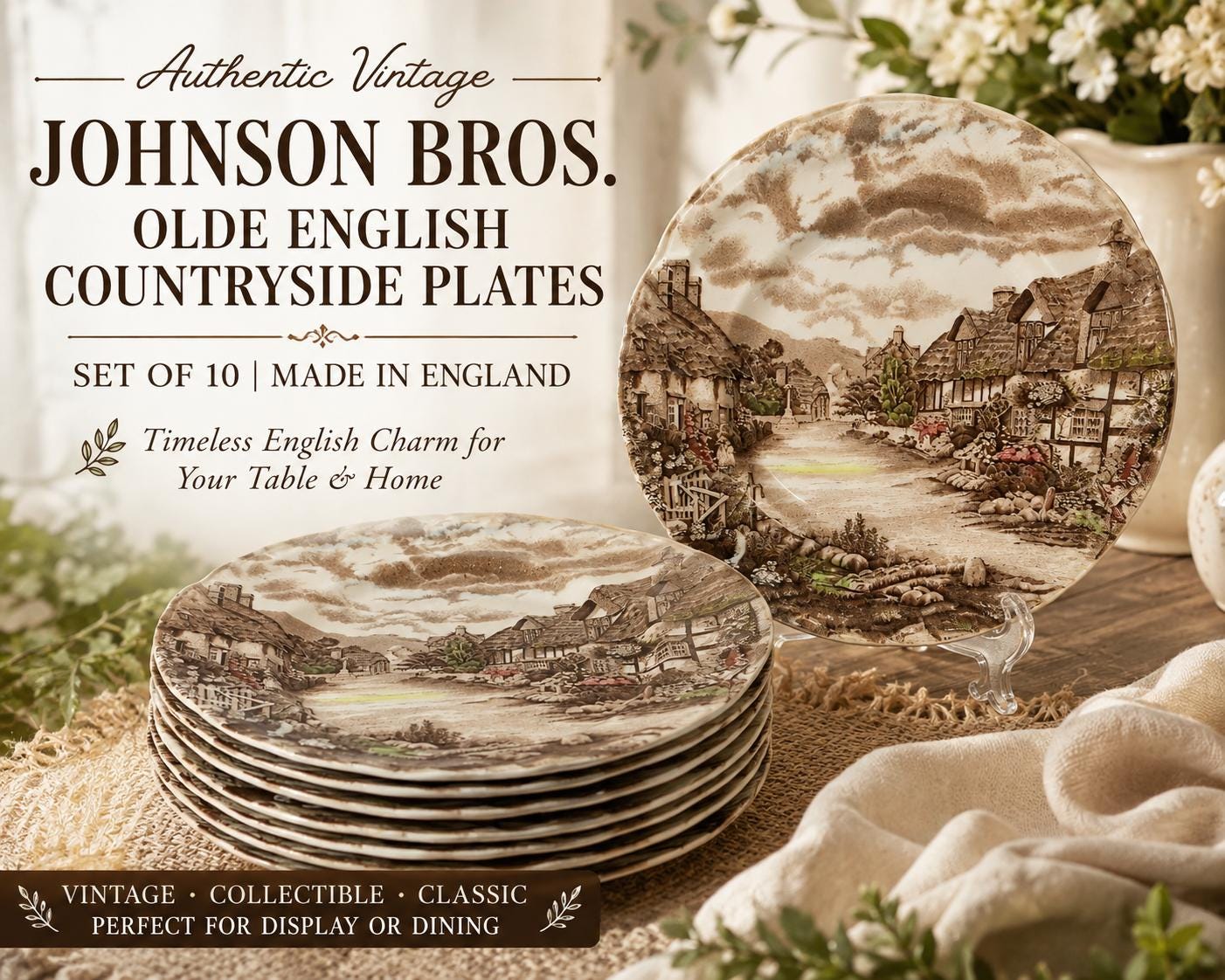 Vintage Johnson Bros. Olde English Countryside Dinner Plates | Set
