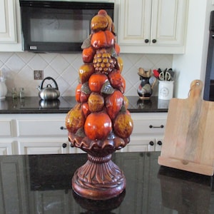 Rare Vintage Capodimonte/Majolica Style Fruit Tree/Topiary Centerpiece Home Decor Mid Century