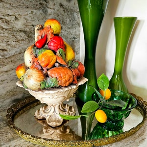 Mid-Century Italian Majolica Fruit Capodimonte Topiary Centerpiece