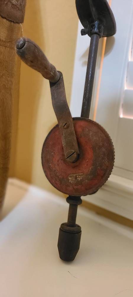Vintage Mohawk Shelburne Hand Drill With Shoulder Braces/Industrial/ Rustic/ Home Decor/ Vintage Tools/Collectables/ Woodworking/ 1930+