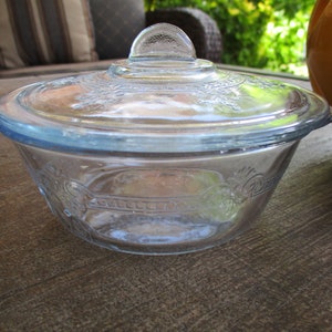 Fire King Oven Glass Small Bowl with Lid Individual Casserole & Lid Philbe Sapphire Blue Ovenware