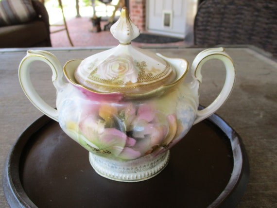 Authentic German R S Prussia Sugar Bowl and Creamer Porcelain 
