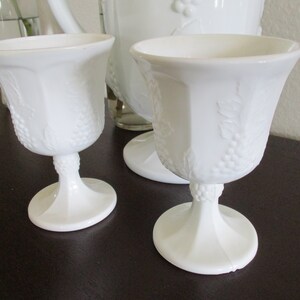 Set of Vintage Milk Glass Goblets Farmhouse Cottage Decor