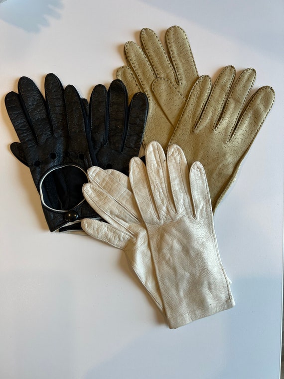 Vintage Driving Winter Leather Deerskin Gloves - image 1
