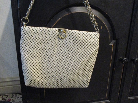 Whiting and Davis Vintage White Handbag