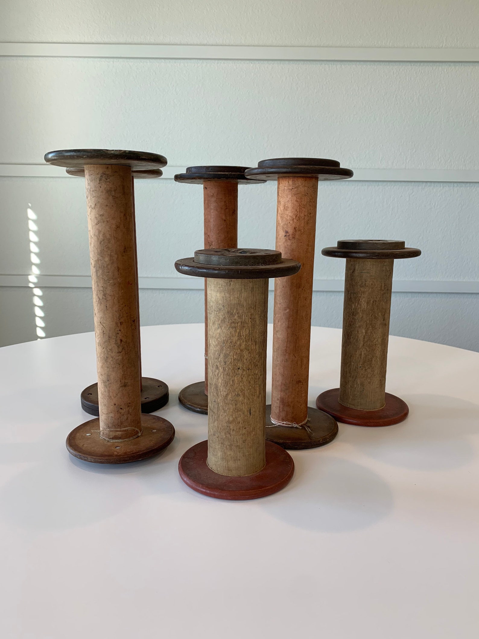 Antique Large Industrial Thread Spools Vintage Farmhouse Sew Etsy
