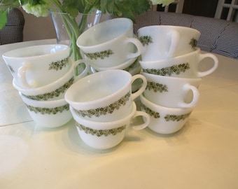 Vintage Set of 4 Pyrex Milk Glass "Spring Blossom" Coffee/Tea Cups