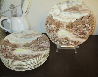 Johnson bros Olde English Countryside ！ Johnson Brothers Olde English Countryside Brown Multi Dinner