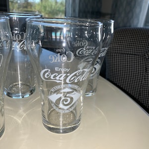1970s Collectible 75 year Anniversary Coca-Cola glasses