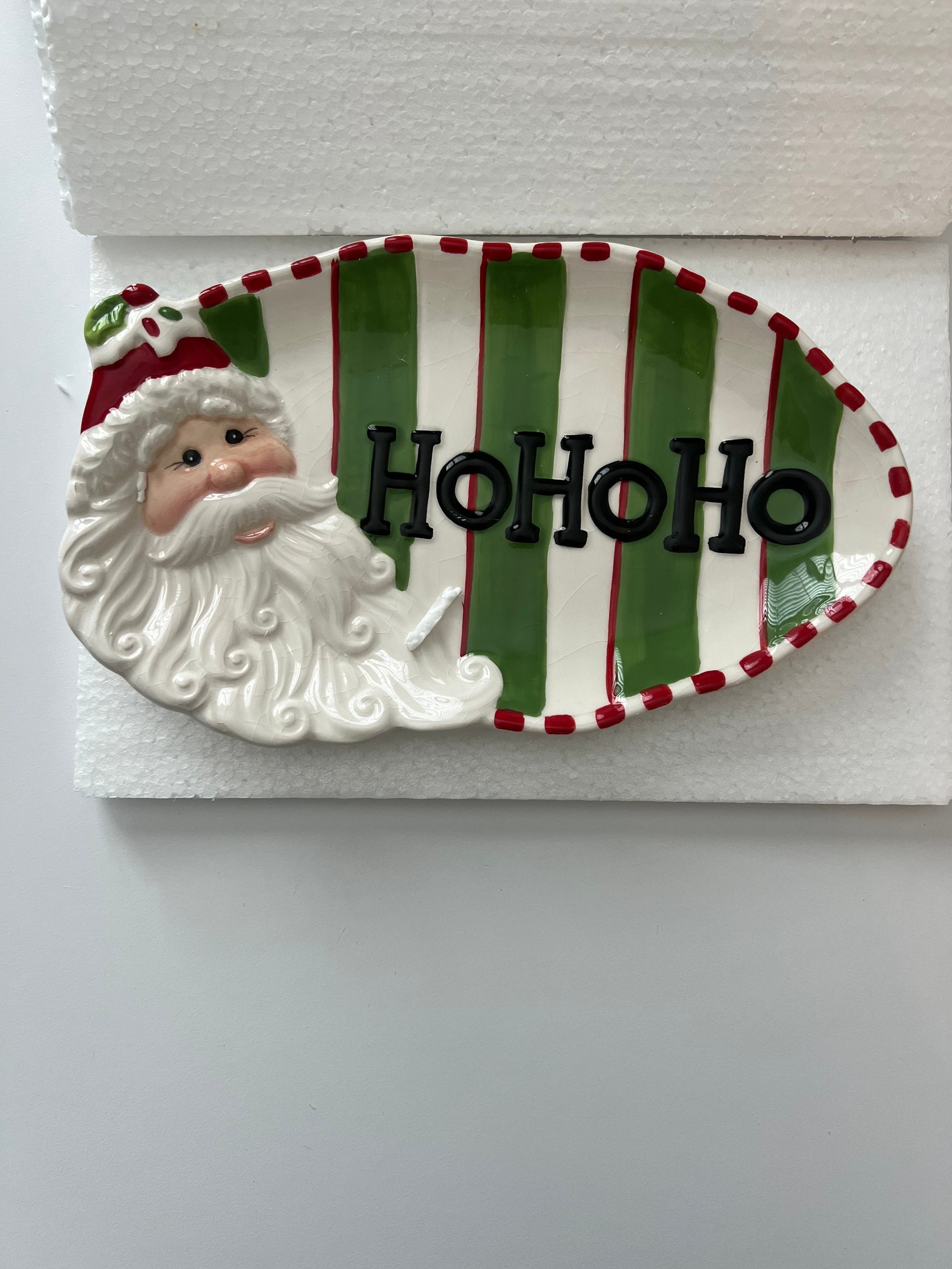 Vintage Fitz and Floyd Christmas Santa Sentiment Tray Etsy