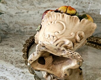 Mid-century Italian Majolica Fruit Capodimonte Topiary Centerpiece