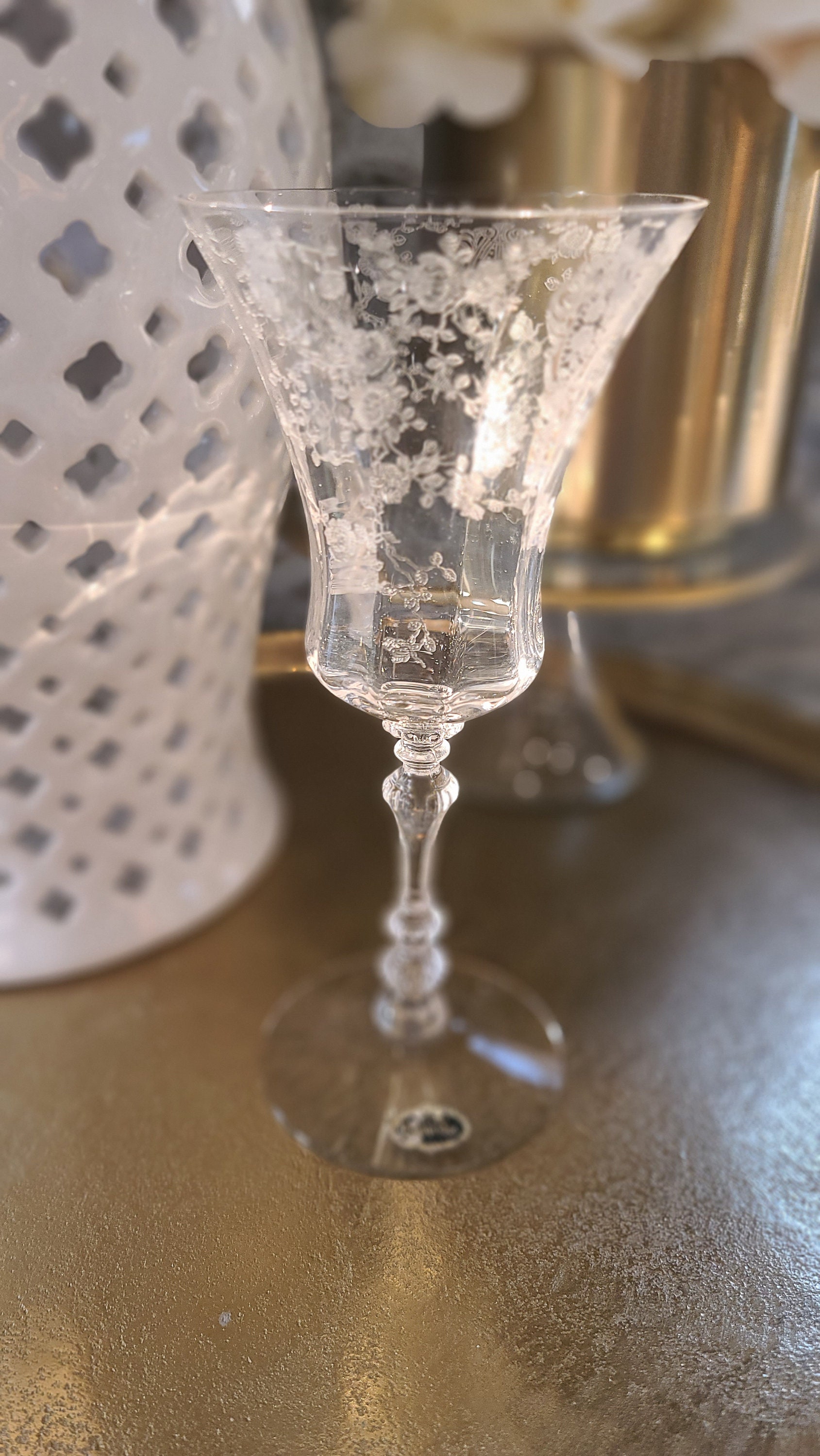 Vintage 1930s Rose Point Cambridge Short Martini Glasses