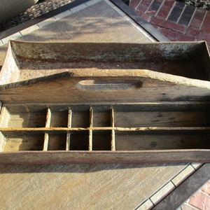 Large Rustic Tool Box Caddy Primitive Metal and Wood