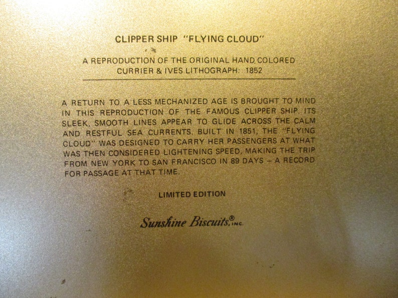 Vintage Sunshine Biscuits Limited Edition Clipper Ships Tin