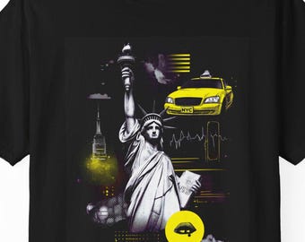 NYC Cityscape T-Shirt, Comfort Colors New York City Shirt, Statue of Liberty T Shirt, Travel Tee, Vacation Tshirt, New York Gift Shirt