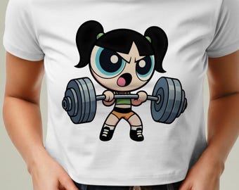 Weightlifting Power Girl Baby Tee, Sassy Women's Crop Top, Funny Gym Shirt,