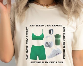 Eat Sleep Gym Repeat Shirt, Gym Eat Sleep Repeat tee, Workout Tshirt, athleisure tee, Gym Lover Gift, Fit Lifestyle Shirt, training t shirt