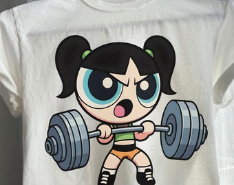 Funny Girl with Barbell Comfort Colors Shirt, #Powerpuf Gym Lover T-shirt, Workout Tee, Bodybuilding Shirt, Pump Cover Tee for Men Women