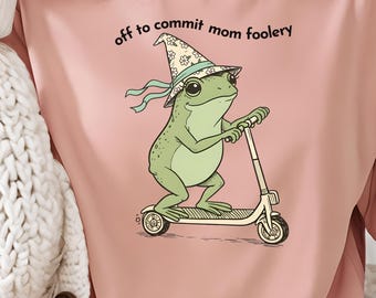 Comfort Colors Off To Commit Mom Foolery Shirt, Mama Frog on Scooter T-Shirt, Funny Frog Mother's Day Tee, Pregnancy Announcement T Shirt