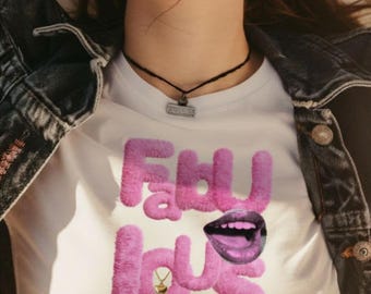 FABULOUS Pop Art T-Shirt, Pink Fur Typography Graphic Tee, Fabulous fuzzy letters Shirt,  Bold Statement Fashion Tee, Trendy Unisex T Shirt