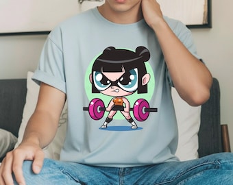 Comfort Colors Cartoon Weightlifter T-Shirt, Cute Chibi Girl Barbell Tee, Funny Powerlifter Girl Shirt, Gym Lover Shirt, Sass Workout shirt