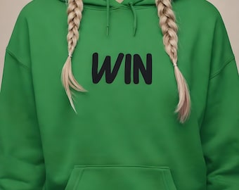 WIN Statement Hoodie, Win Minimalist Empowering Shirt, Motivational Streetwear, Minimal Athlete Pullover, Gym Training Shirt, Winner Shirt