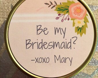 Bridesmaid Gift Bridesmaid Candle Bridesmaid Proposal Candle Bridesmaid Favor Will you be my Bridesmaid Mason Jar, Customized, Handmade