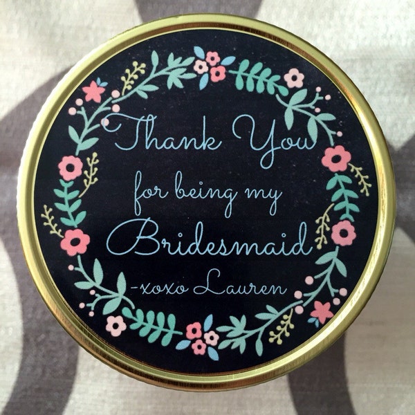 Thank You For Being My Bridesmaid Candle, 4oz, 8oz, 16oz, Mason Jar, Soy, Customized, handmade