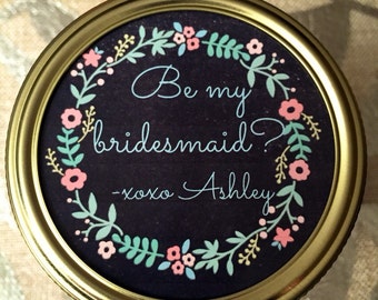 Bridesmaid Gift Bridesmaid Candle Bridesmaid Proposal Candle Bridesmaid Favor Will you be my Bridesmaid Mason Jar, Customized, Handmade