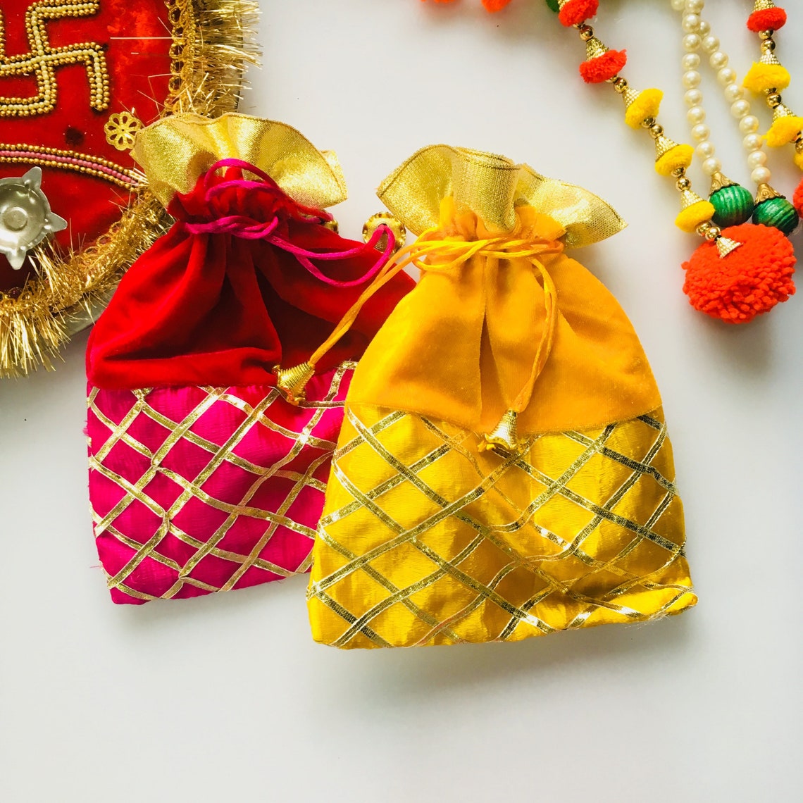 50 Indian Return Gift Favor Bag Indian Wedding Potli Bag Etsy
