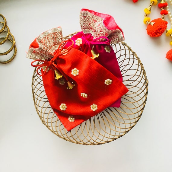 50 Silk Potli Bag Indian Wedding Favor Gift Bag Return Etsy